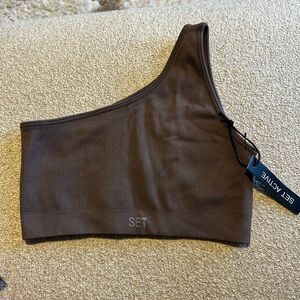 SET Active Ribbed Brown /purpleish Top